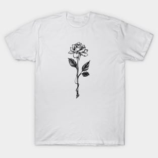 Rose Lineart Sketch T-Shirt